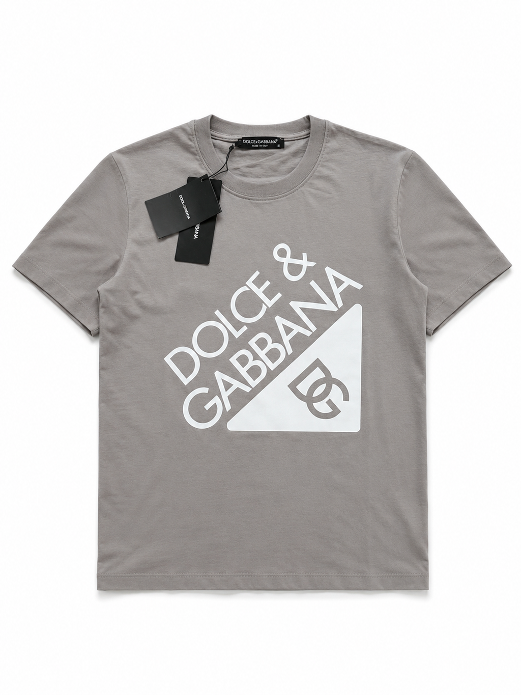 Dolce & Gabbana Tricou Premium Bărbați Gri – Logo Frontal Alb