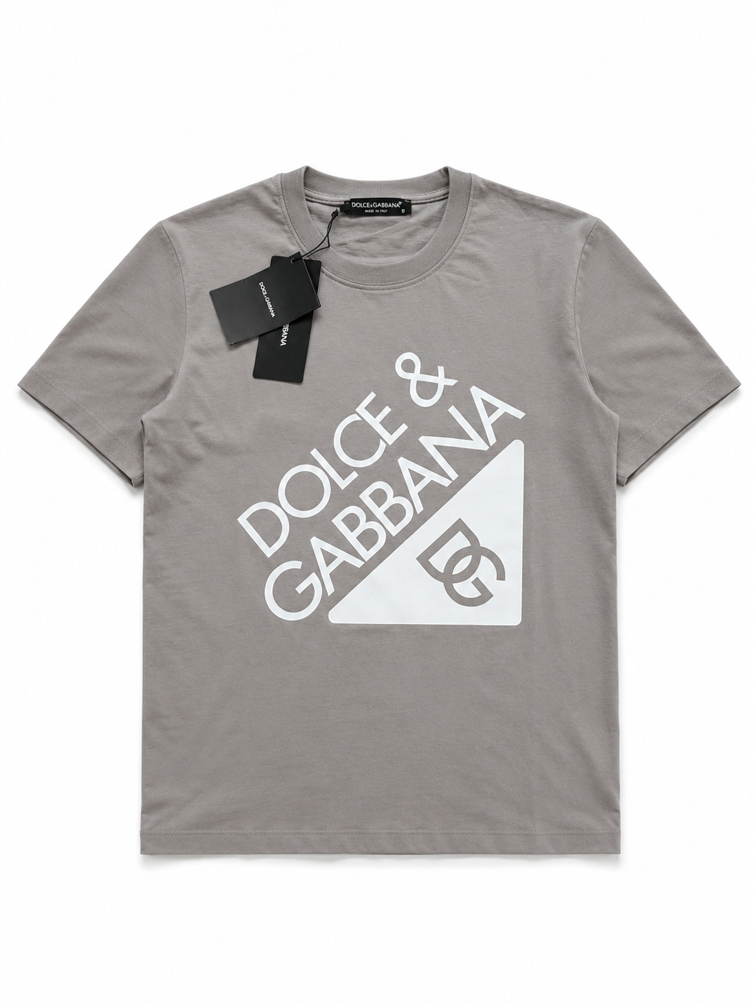 Dolce & Gabbana Tricou Premium Bărbați Gri – Logo Frontal Alb