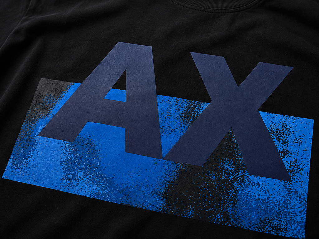 Armani Exchange Tricou Premium Bărbați Negru – Logo AX Albastru