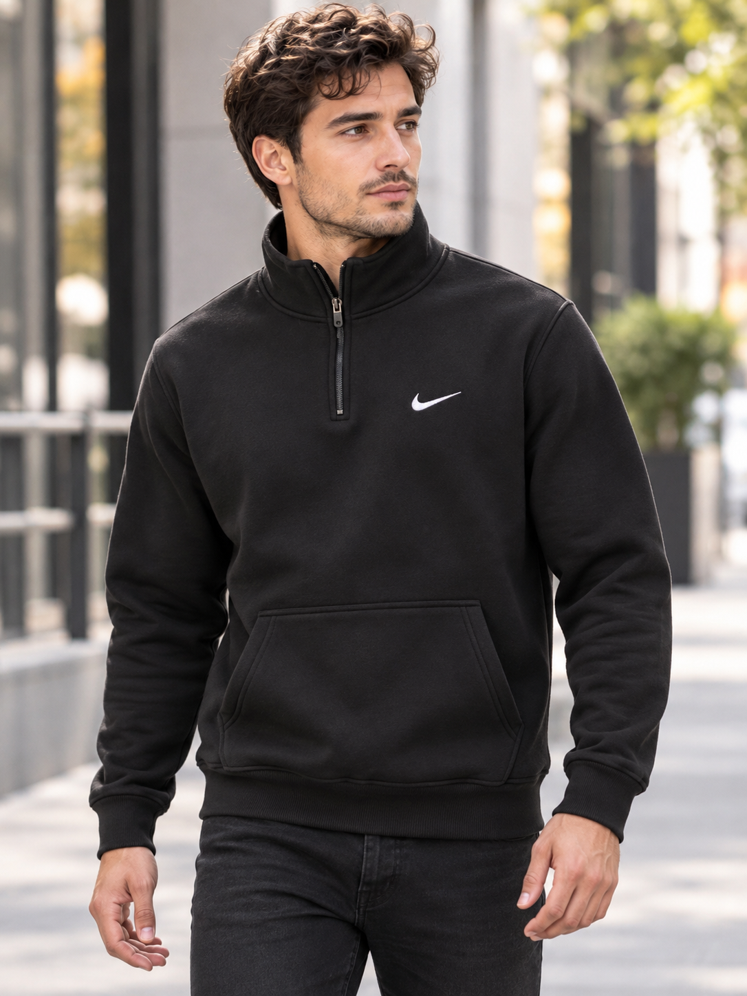 Hanorac cu guler Nike  – Black
