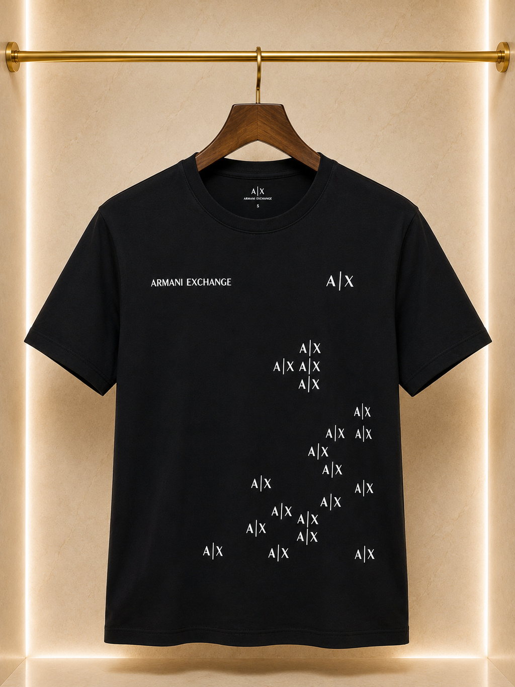 Armani Exchange Tricou Premium Bărbați Negru – Logo A|X Print