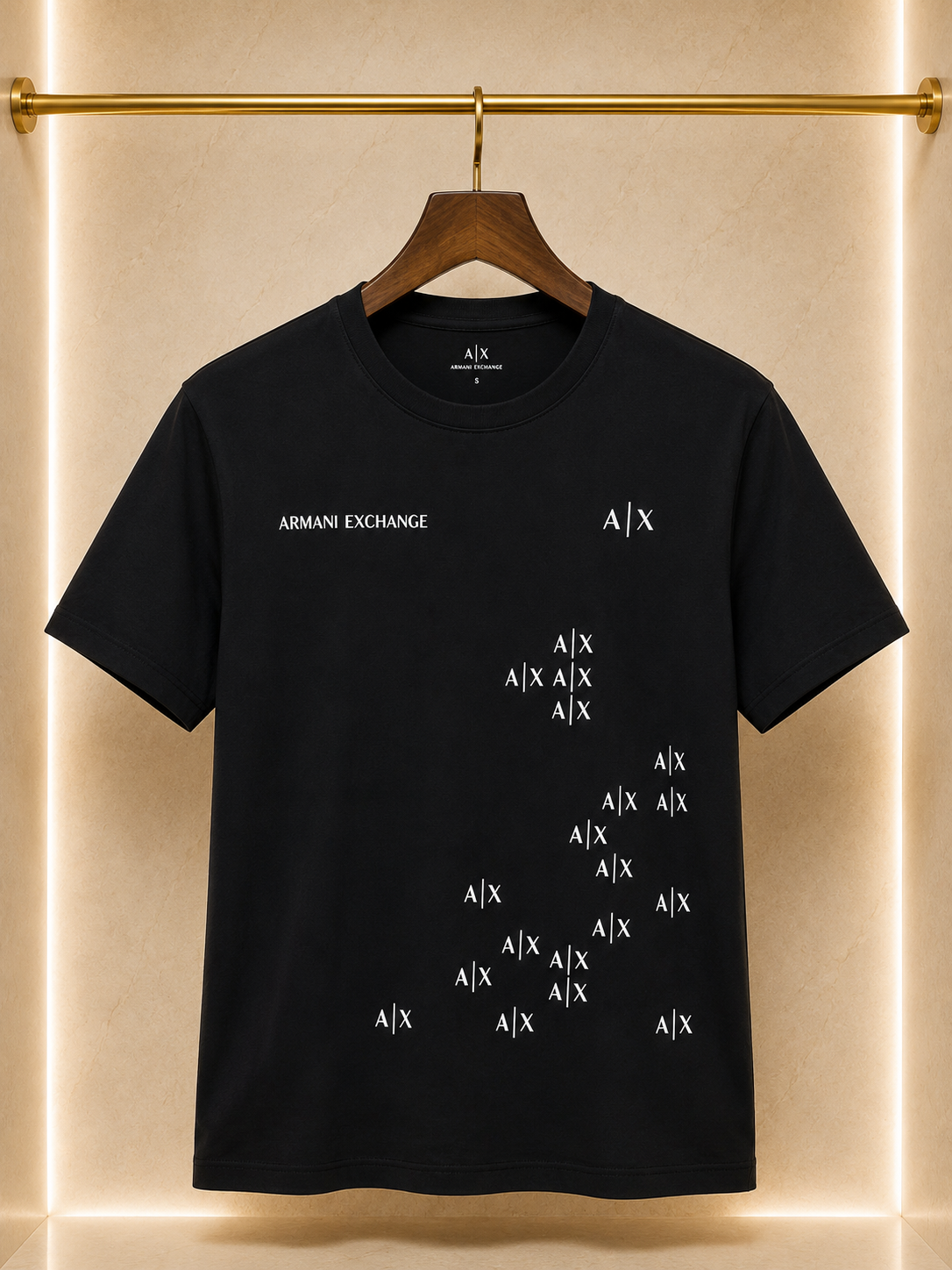 Armani Exchange Tricou Premium Bărbați Negru – Logo A|X Print