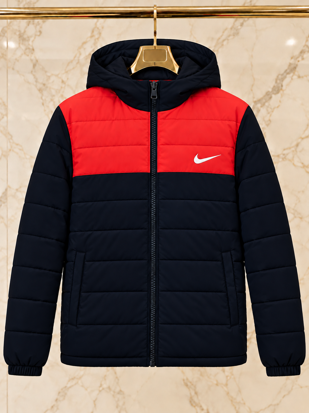 Geacă bărbați Nike cu glugă – Bleumarin Roșu