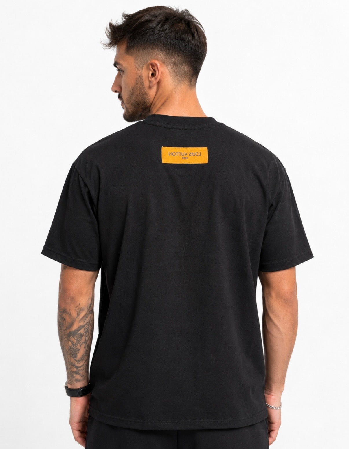 Louis Vuitton Tricou negru cu imprimeu grafic
