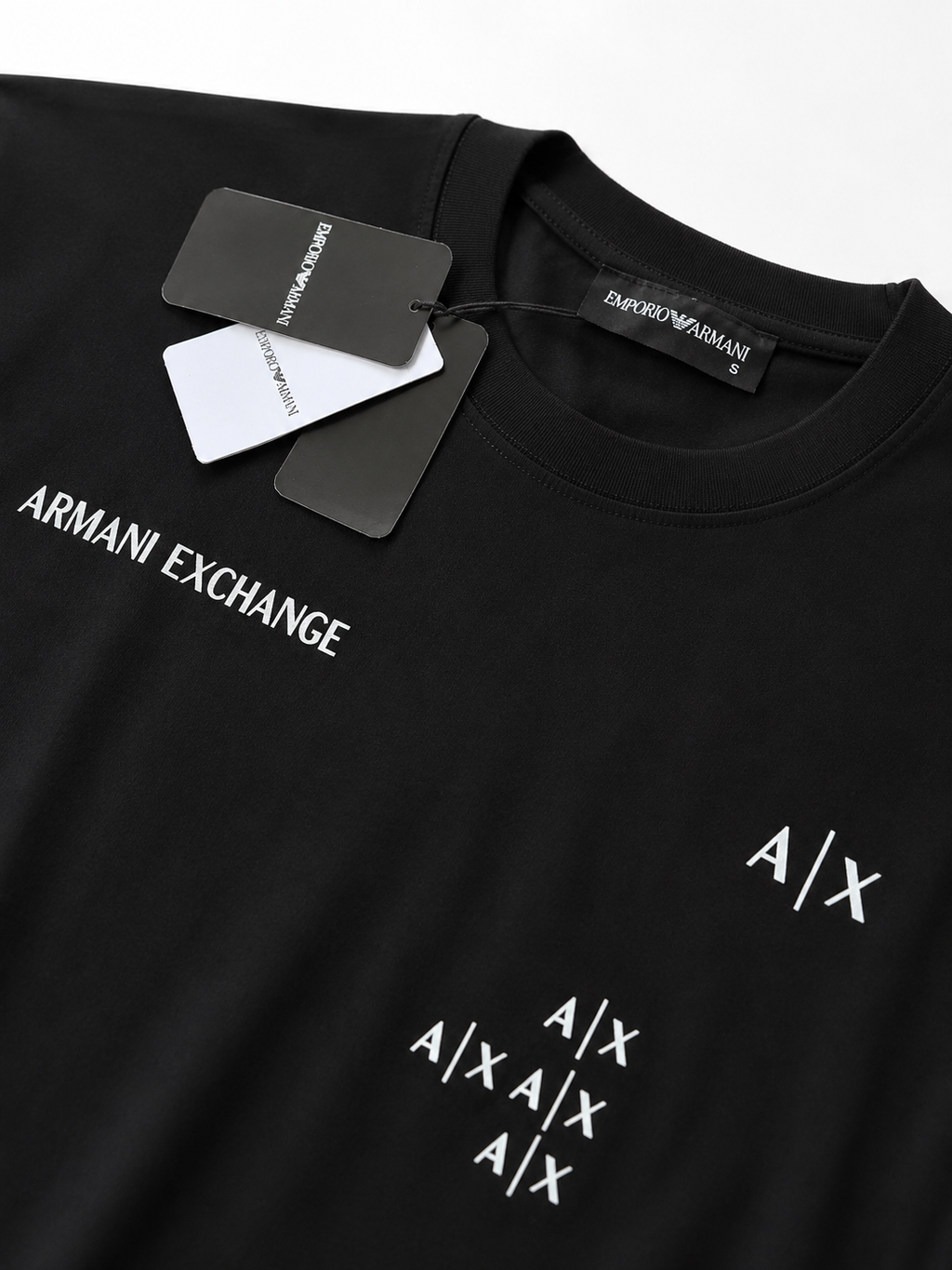 Armani Exchange Tricou Premium Bărbați Negru – Logo A|X Print