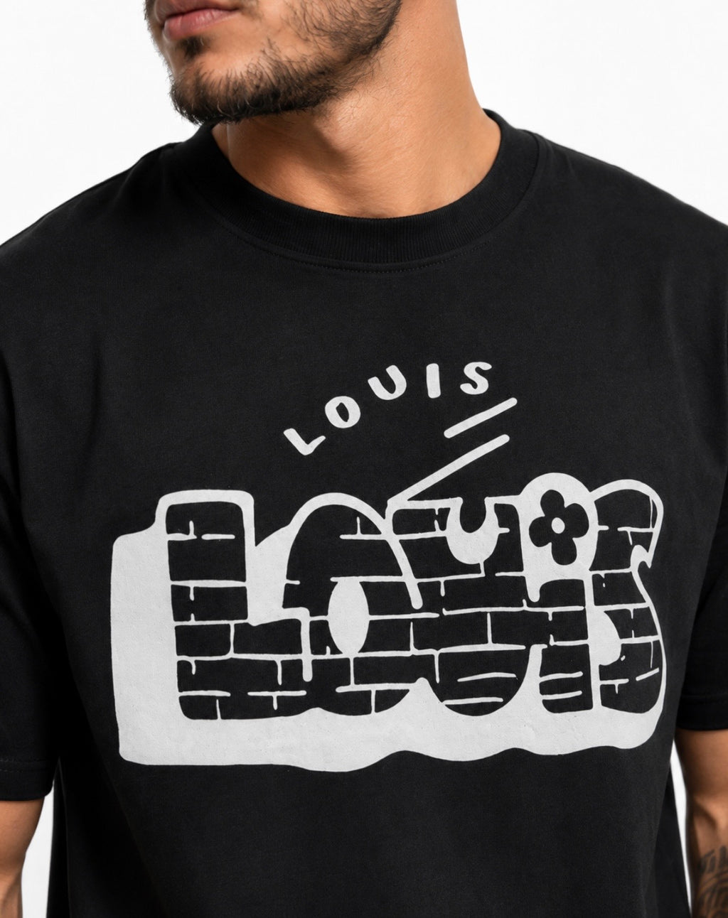 Louis Vuitton Tricou negru cu imprimeu grafic