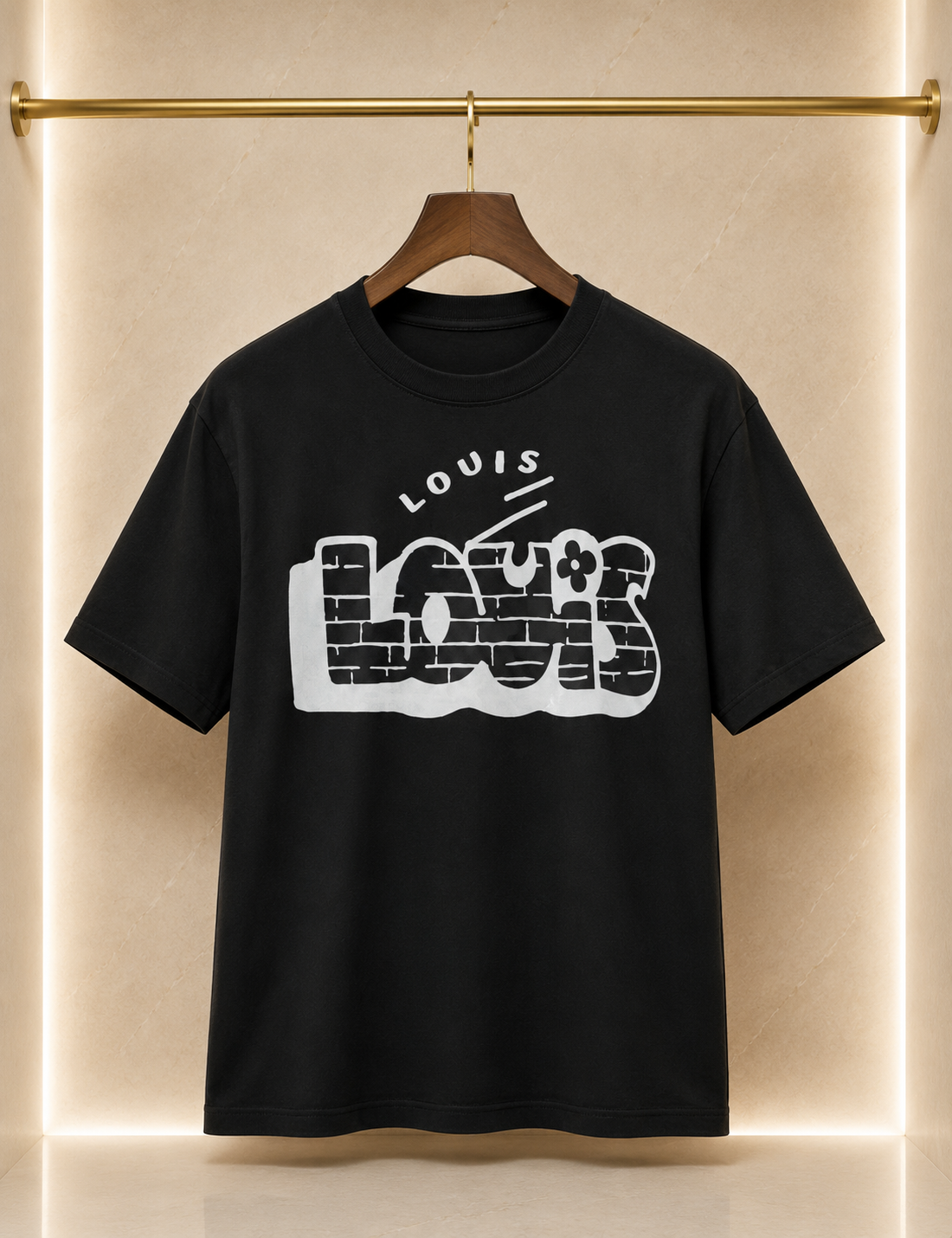 Louis Vuitton Tricou negru cu imprimeu grafic