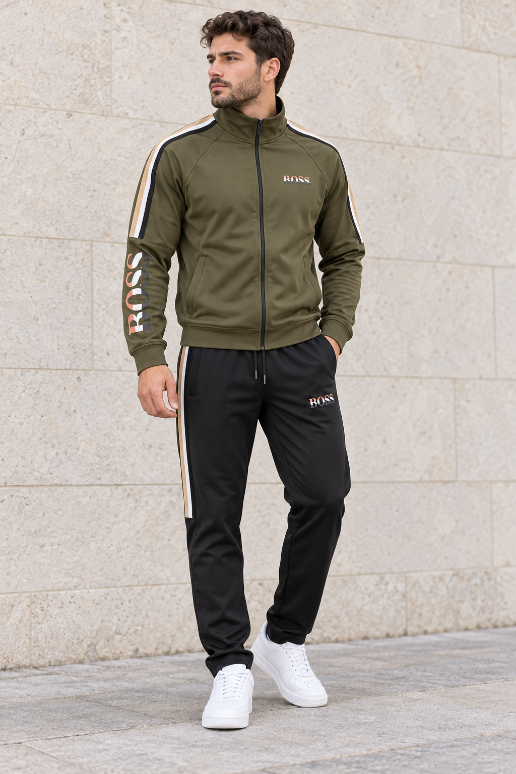 Trening bărbați BOSS - Khaki