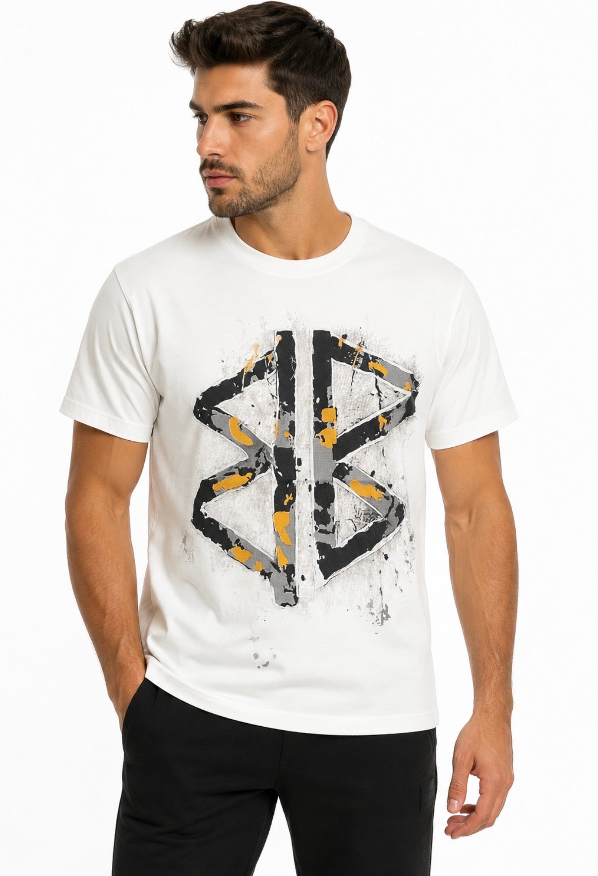 Balenciaga Tricou alb cu imprimeu grafic