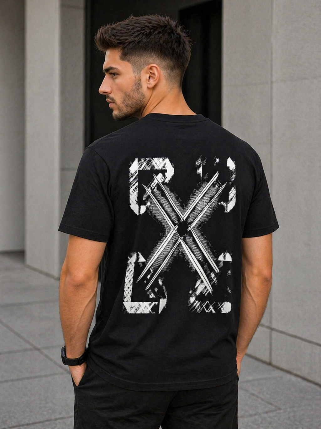 Tricou Off White Black