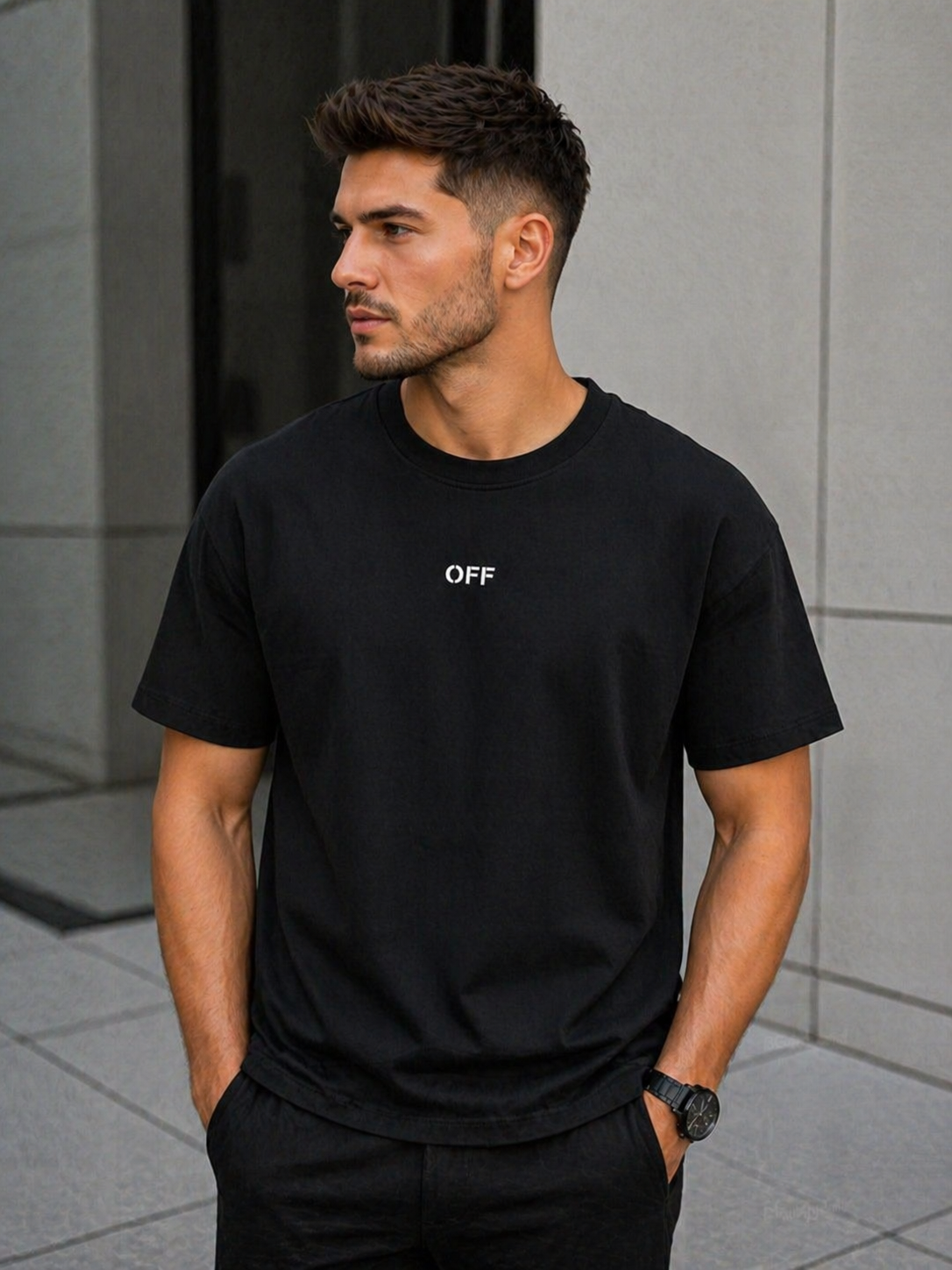 Tricou Off White Black