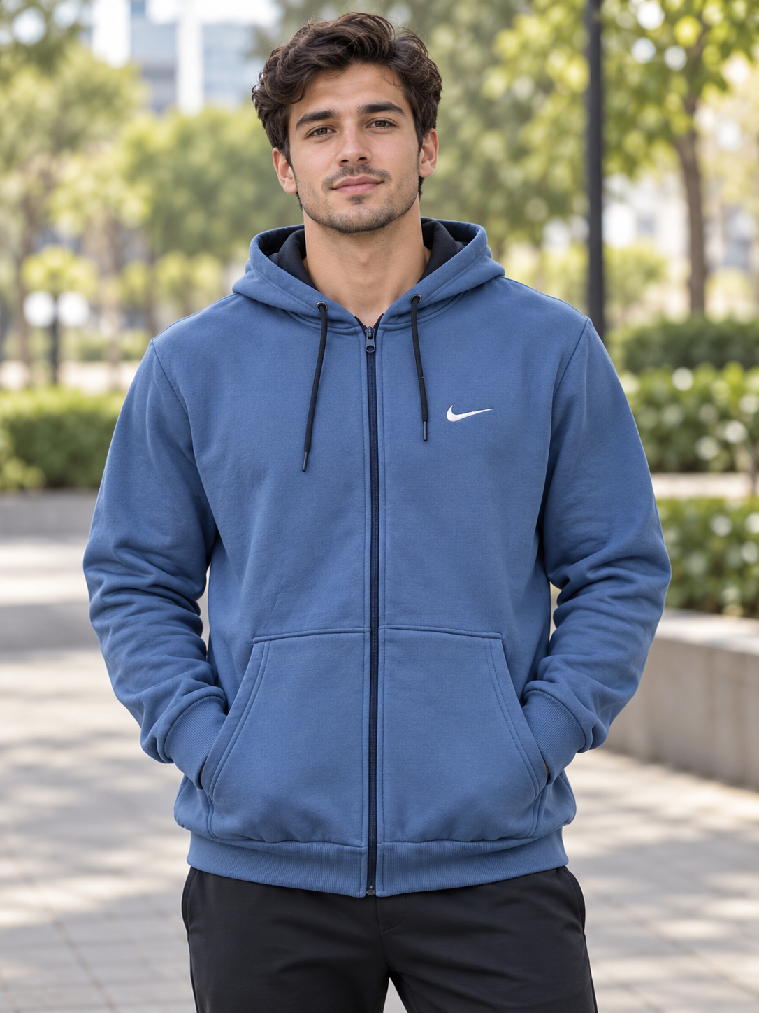 Hanorac Nike albastru cu fermoar