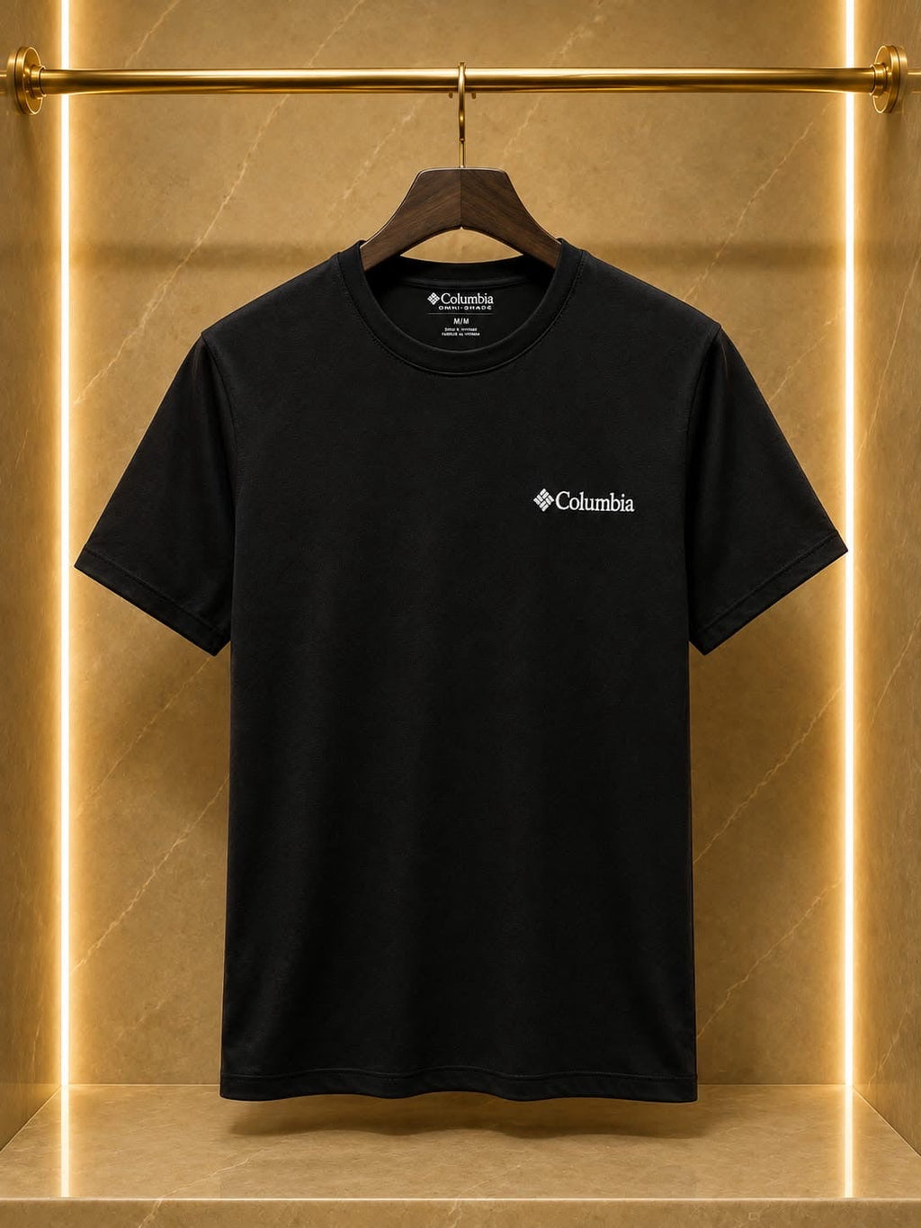 Columbia – Tricou negru cu logo brodat