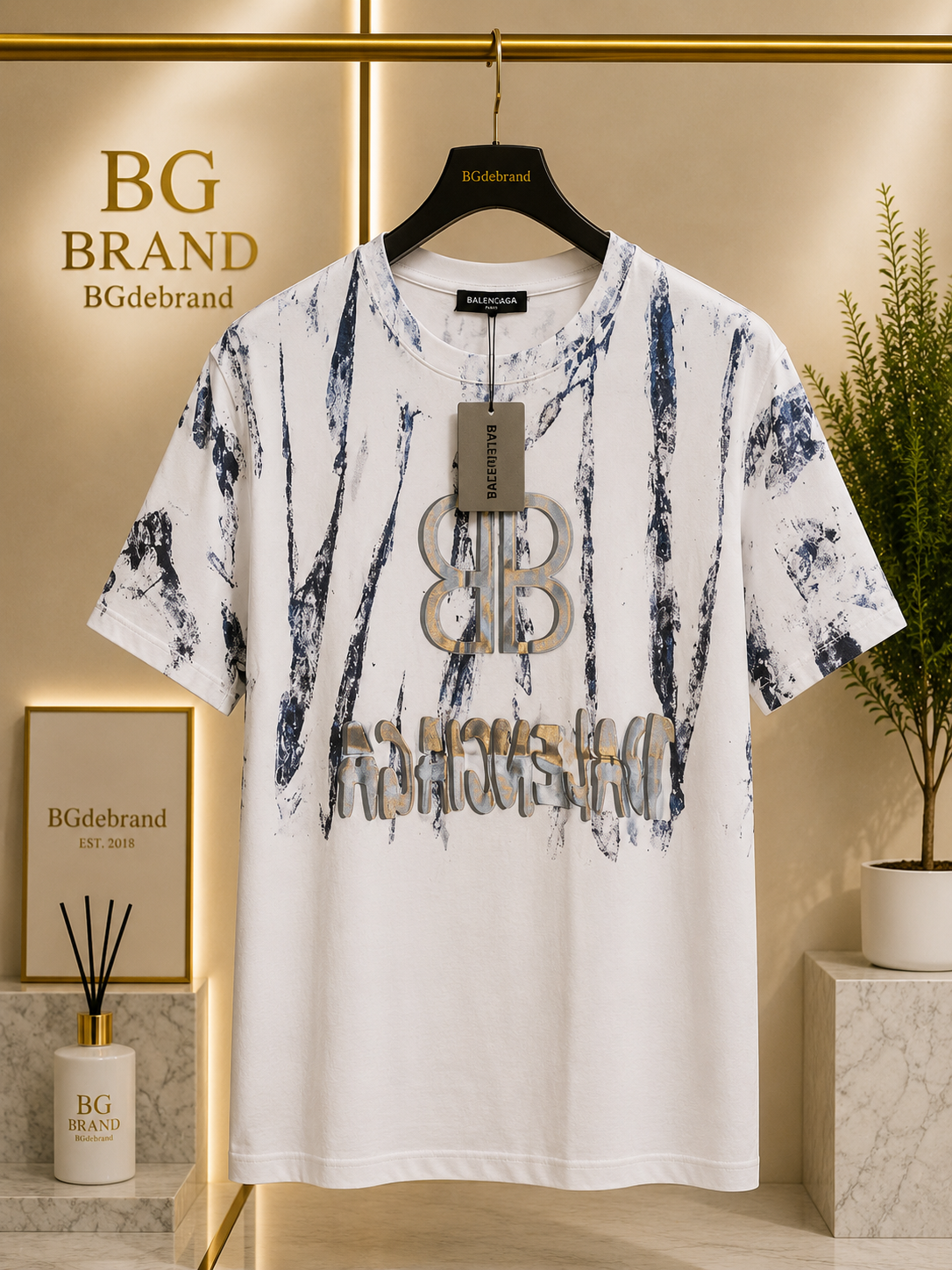 01 - Balenciaga T-shirt White & Blue