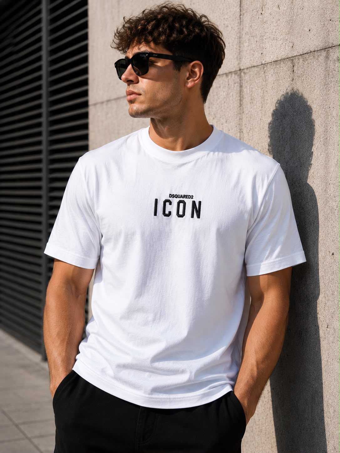 DSQUARED2 Tricou Bărbați Alb ICON Brodat – Bumbac Premium