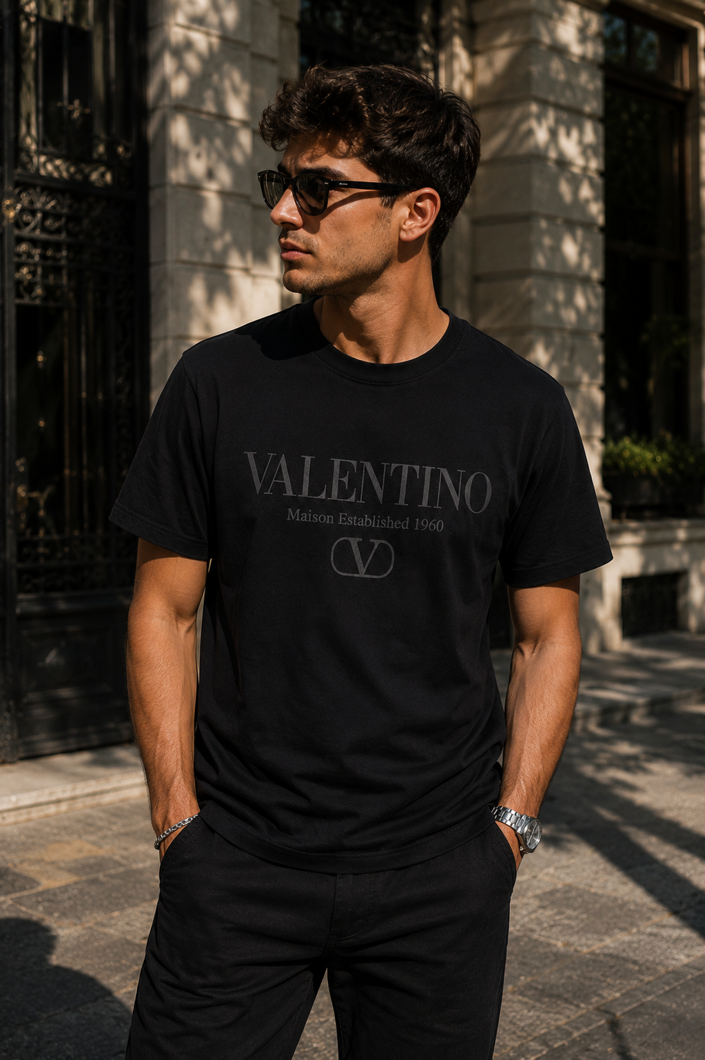 Valentino negru – logo frontal