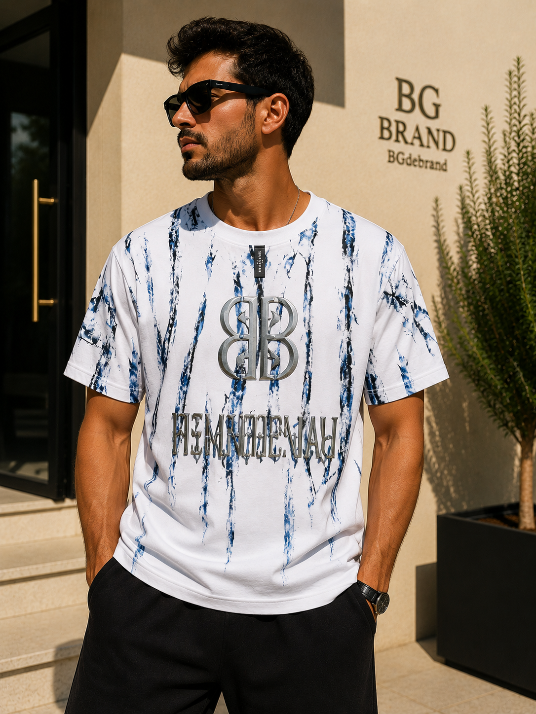 01 - Balenciaga T-shirt White & Blue