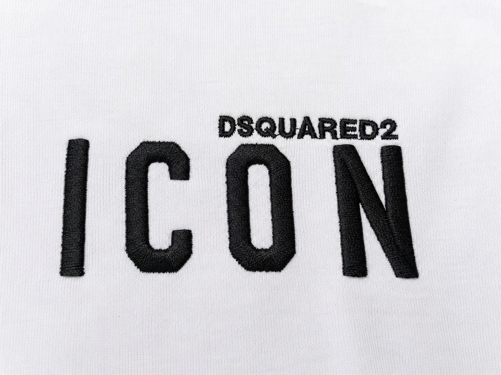 DSQUARED2 Tricou Bărbați Alb ICON Brodat – Bumbac Premium