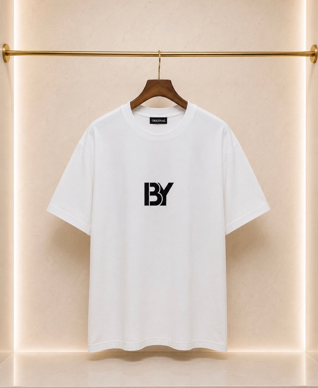 Made by Society Tricou Bărbați Alb – Logo BY Negru