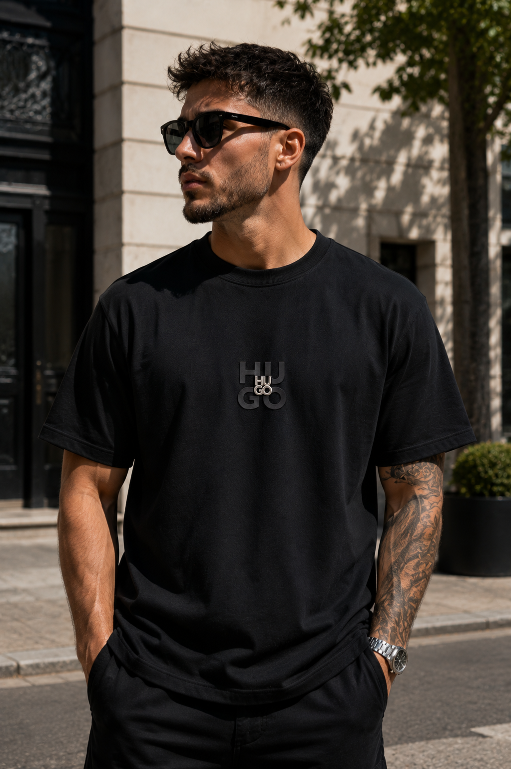 A - Hugo T-shirt - Black Premium