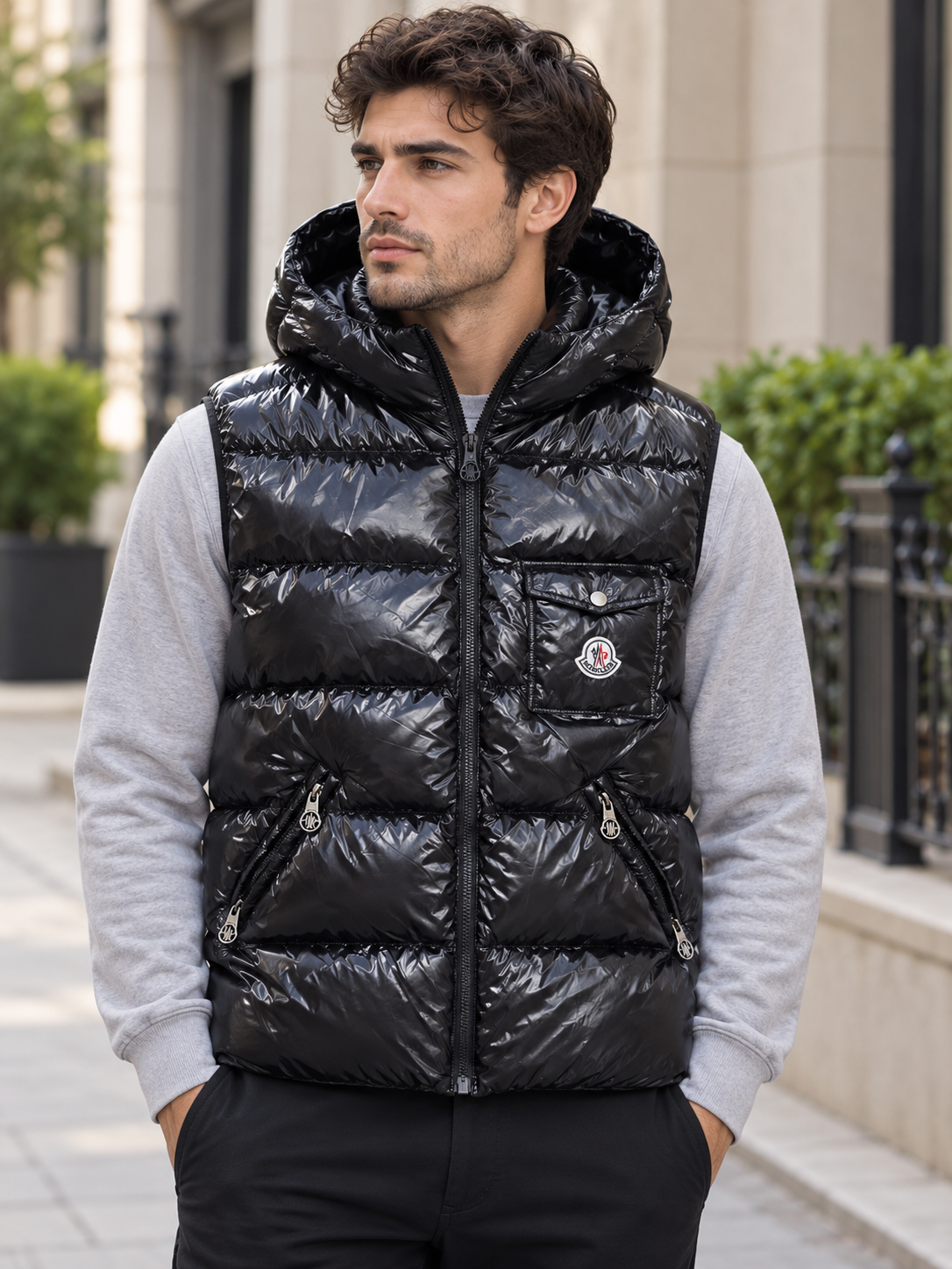Vestă Moncler cu glugă